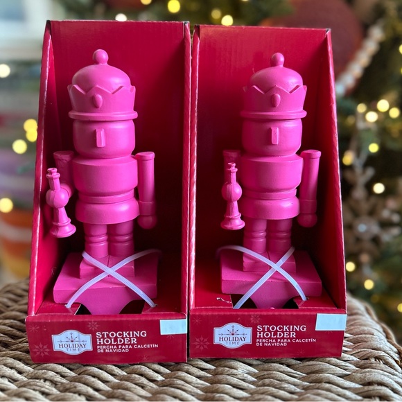 Other - Hot Pink matte Nutcracker stocking holder X 2
